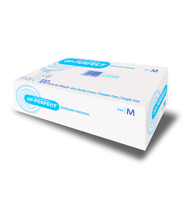 دستکش معاینه لاتکس بدون پودر OP-Perfect Excellent Finishing